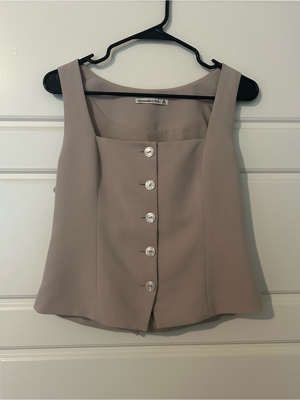 Women's Light Taupe The A&F Mara Tailored Vest Squareneck Set Top Size M